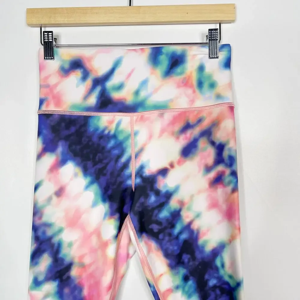 Athleta Small S Elation Tie Dye 7/8 Tight Leggings Workout Yoga Pink Blue Purple